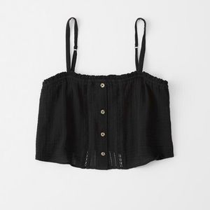 Abercrombie button front black cami crop top